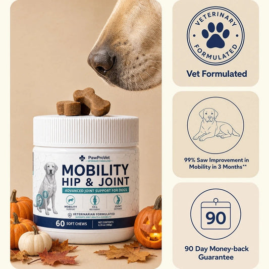 Mobility Hip and Joint, Hip and Joint Chews for Dogs with Glucosamine, Chondroitin, Msm, Green-Lipped Mussel, Daily Mobility Support for All Breeds, 60 Soft Chews